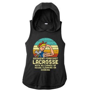 Strong Woman Weekend Forecast Lacrosse Mom Lax Mama Ladies PosiCharge Tri-Blend Wicking Draft Hoodie Tank