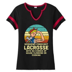 Strong Woman Weekend Forecast Lacrosse Mom Lax Mama Ladies Halftime Notch Neck Tee