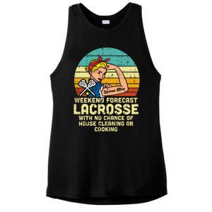 Strong Woman Weekend Forecast Lacrosse Mom Lax Mama Ladies PosiCharge Tri-Blend Wicking Tank