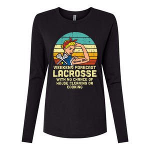 Strong Woman Weekend Forecast Lacrosse Mom Lax Mama Womens Cotton Relaxed Long Sleeve T-Shirt