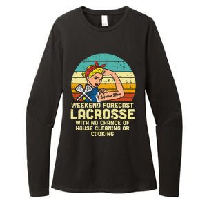 Strong Woman Weekend Forecast Lacrosse Mom Lax Mama Womens CVC Long Sleeve Shirt