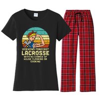 Strong Woman Weekend Forecast Lacrosse Mom Lax Mama Women's Flannel Pajama Set