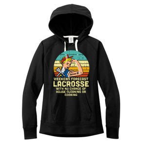 Strong Woman Weekend Forecast Lacrosse Mom Lax Mama Women's Fleece Hoodie