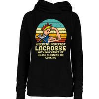 Strong Woman Weekend Forecast Lacrosse Mom Lax Mama Womens Funnel Neck Pullover Hood