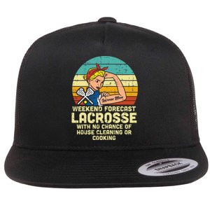 Strong Woman Weekend Forecast Lacrosse Mom Lax Mama Flat Bill Trucker Hat