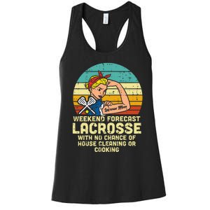 Strong Woman Weekend Forecast Lacrosse Mom Lax Mama Women's Racerback Tank