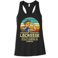 Strong Woman Weekend Forecast Lacrosse Mom Lax Mama Women's Racerback Tank