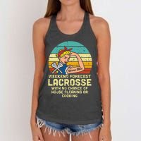 Strong Woman Weekend Forecast Lacrosse Mom Lax Mama Women's Knotted Racerback Tank