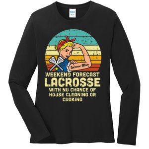 Strong Woman Weekend Forecast Lacrosse Mom Lax Mama Ladies Long Sleeve Shirt