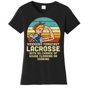 Strong Woman Weekend Forecast Lacrosse Mom Lax Mama Women's T-Shirt