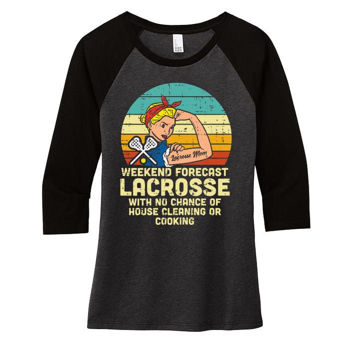 Strong Woman Weekend Forecast Lacrosse Mom Lax Mama Women's Tri-Blend 3/4-Sleeve Raglan Shirt