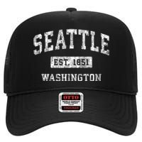 Seattle Washington Wa Vintage Established Sports High Crown Mesh Back Trucker Hat