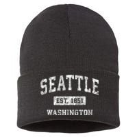 Seattle Washington Wa Vintage Established Sports Sustainable Knit Beanie