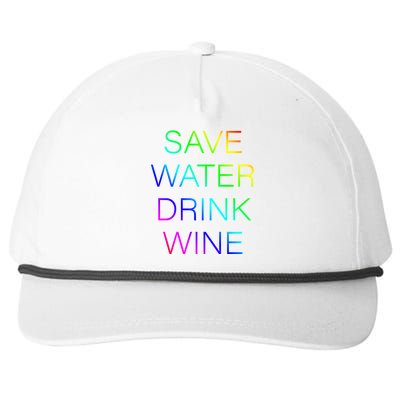 Save Water Wine Typographic Gift Snapback Five-Panel Rope Hat