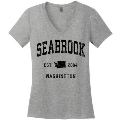 Seabrook Washington Wa Vintage Athletic Sports Women's V-Neck T-Shirt