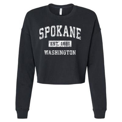 Spokane Washington Wa Vintage Sports Cropped Pullover Crew