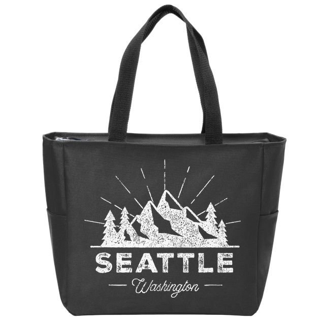 Seattle Washington WA Vintage Hiking Retro Zip Tote Bag