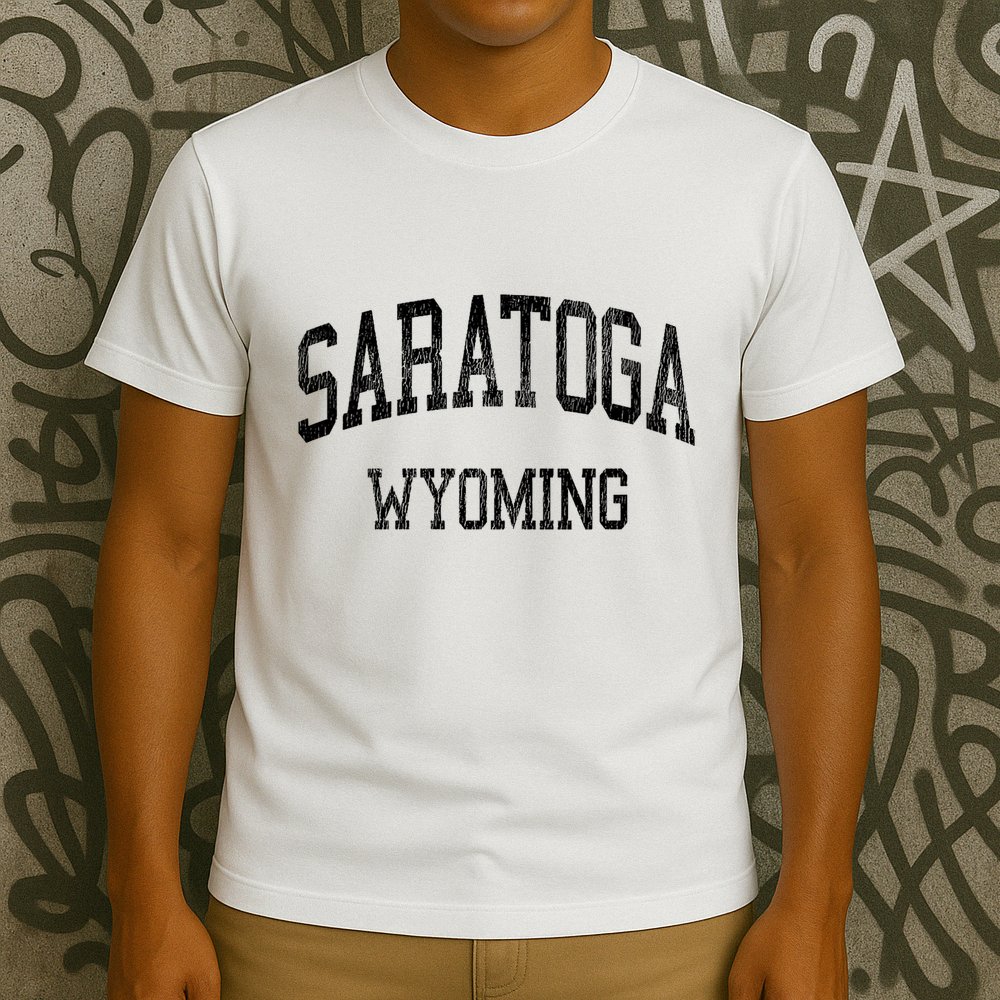 Saratoga Wyoming Wy Vintage Athletic Sports Design V Neck T-Shirt