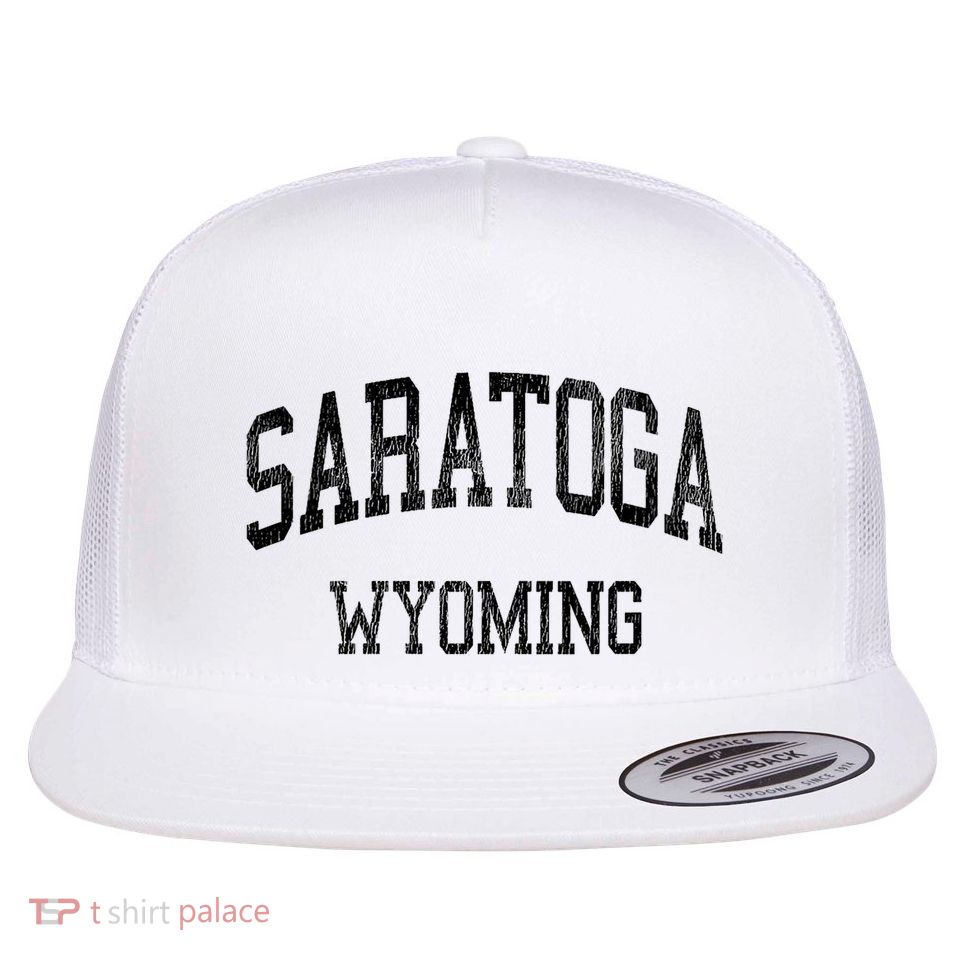 Saratoga Wyoming Wy Vintage Athletic Sports Design V Neck Flatbill Hat