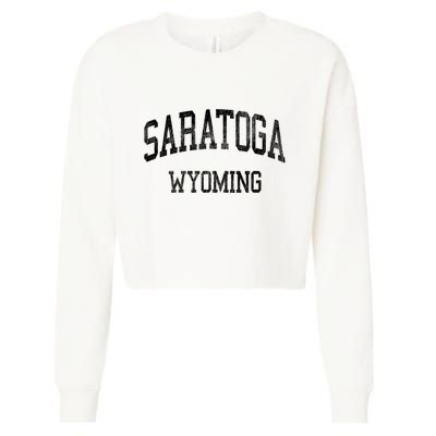Saratoga Wyoming Wy Vintage Athletic Sports Design V Neck Cropped Pullover Crew