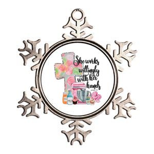 She Works Willingly With Her Hands Proverbs 31 Baker Metallic Star Ornament