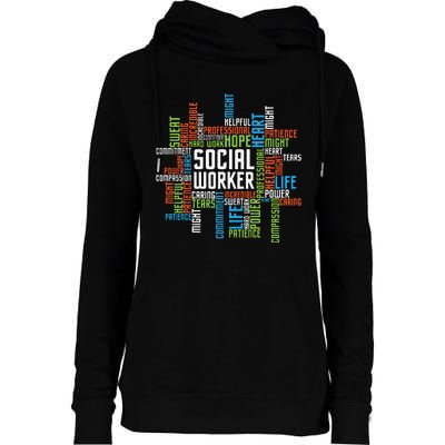 Social Worker Word Cloud Appreciation Social Work Womens Funnel Neck Pullover Hood