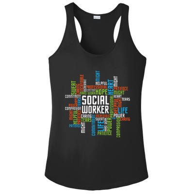 Social Worker Word Cloud Appreciation Social Work Ladies PosiCharge Competitor Racerback Tank