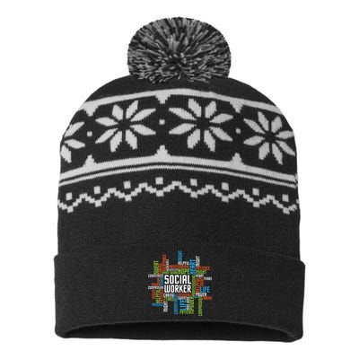 Social Worker Word Cloud Appreciation Social Work USA-Made Snowflake Beanie