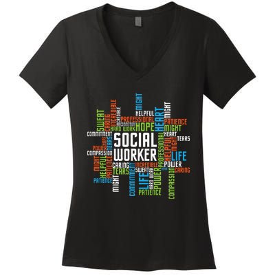 Social Worker Word Cloud Appreciation Social Work Women's V-Neck T-Shirt