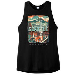 Seattle W.A.S..H.I.N.G.T.O.N Wa Emerald City Skyline Sd270 Ladies PosiCharge Tri-Blend Wicking Tank