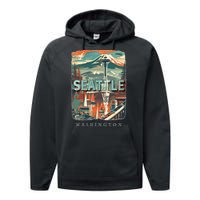 Seattle W.A.S..H.I.N.G.T.O.N Wa Emerald City Skyline Sd270 Performance Fleece Hoodie