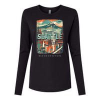 Seattle W.A.S..H.I.N.G.T.O.N Wa Emerald City Skyline Sd270 Womens Cotton Relaxed Long Sleeve T-Shirt