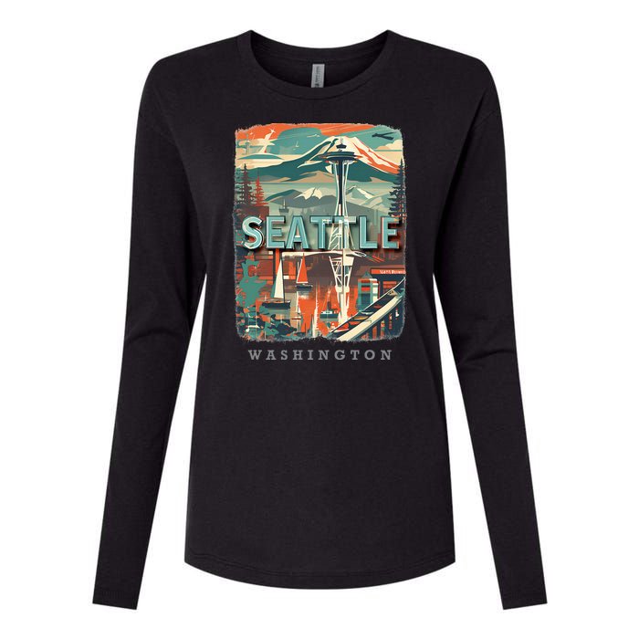 Seattle W.A.S..H.I.N.G.T.O.N Wa Emerald City Skyline Sd270 Womens Cotton Relaxed Long Sleeve T-Shirt