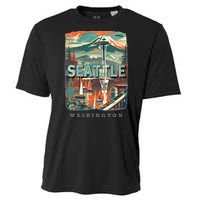 Seattle W.A.S..H.I.N.G.T.O.N Wa Emerald City Skyline Sd270 Cooling Performance Crew T-Shirt