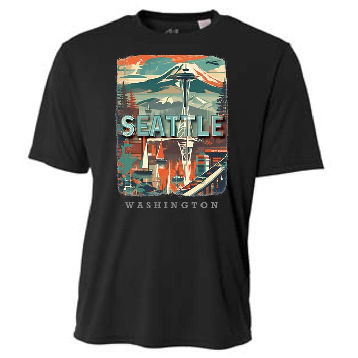 Seattle W.A.S..H.I.N.G.T.O.N Wa Emerald City Skyline Sd270 Cooling Performance Crew T-Shirt