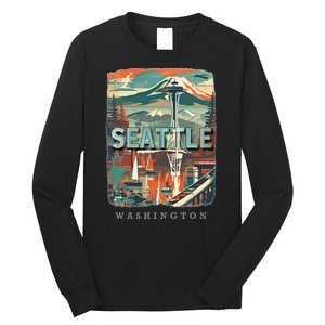 Seattle W.A.S..H.I.N.G.T.O.N Wa Emerald City Skyline Sd270 Long Sleeve Shirt