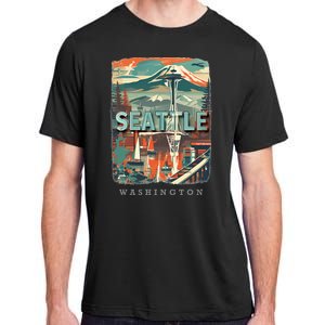 Seattle W.A.S..H.I.N.G.T.O.N Wa Emerald City Skyline Sd270 Adult ChromaSoft Performance T-Shirt