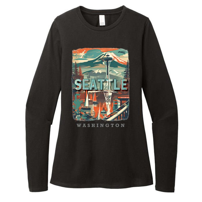 Seattle W.A.S..H.I.N.G.T.O.N Wa Emerald City Skyline Sd270 Womens CVC Long Sleeve Shirt