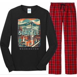 Seattle W.A.S..H.I.N.G.T.O.N Wa Emerald City Skyline Sd270 Long Sleeve Pajama Set