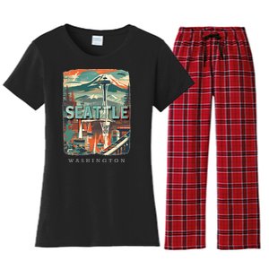 Seattle W.A.S..H.I.N.G.T.O.N Wa Emerald City Skyline Sd270 Women's Flannel Pajama Set