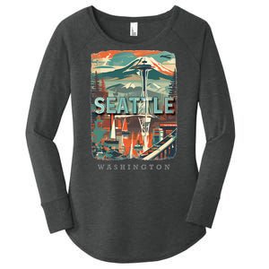 Seattle W.A.S..H.I.N.G.T.O.N Wa Emerald City Skyline Sd270 Women's Perfect Tri Tunic Long Sleeve Shirt