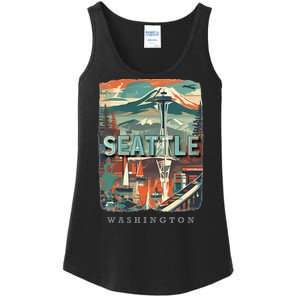 Seattle W.A.S..H.I.N.G.T.O.N Wa Emerald City Skyline Sd270 Ladies Essential Tank