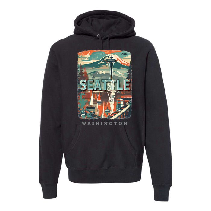 Seattle W.A.S..H.I.N.G.T.O.N Wa Emerald City Skyline Sd270 Premium Hoodie