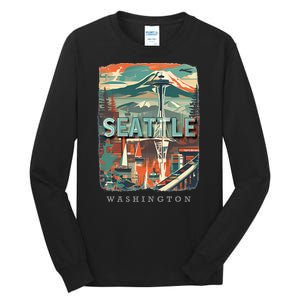 Seattle W.A.S..H.I.N.G.T.O.N Wa Emerald City Skyline Sd270 Tall Long Sleeve T-Shirt