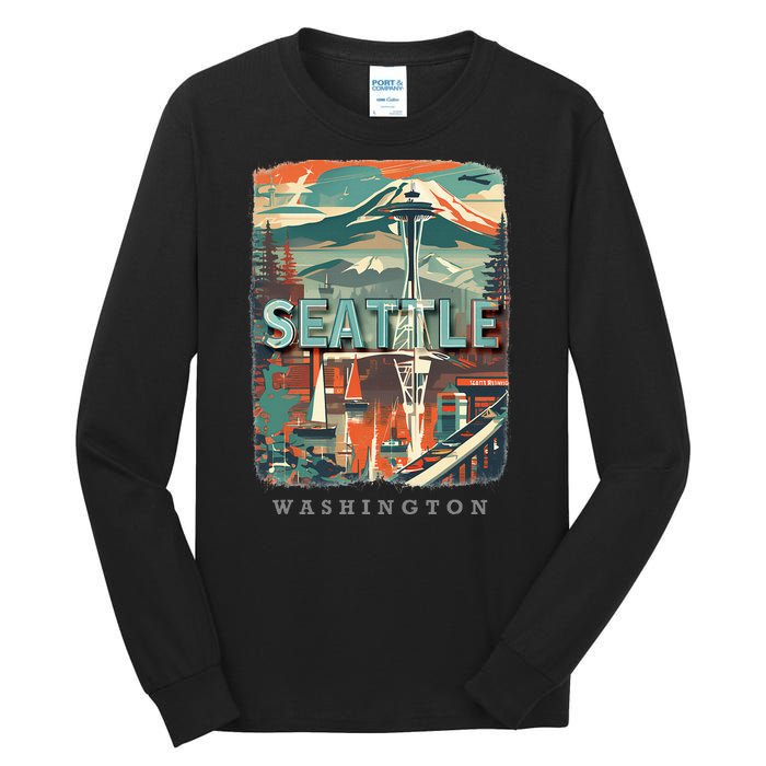 Seattle W.A.S..H.I.N.G.T.O.N Wa Emerald City Skyline Sd270 Tall Long Sleeve T-Shirt