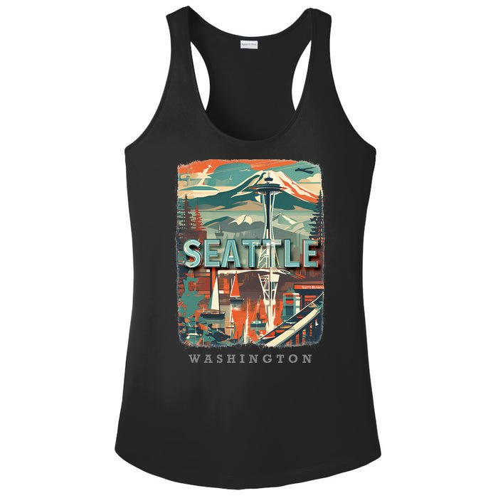 Seattle W.A.S..H.I.N.G.T.O.N Wa Emerald City Skyline Sd270 Ladies PosiCharge Competitor Racerback Tank