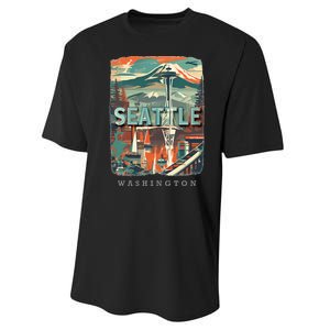 Seattle W.A.S..H.I.N.G.T.O.N Wa Emerald City Skyline Sd270 Performance Sprint T-Shirt