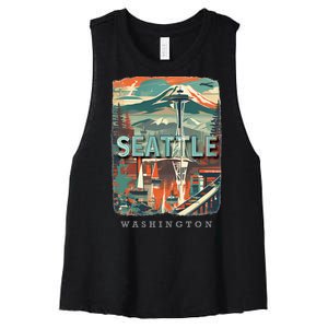 Seattle W.A.S..H.I.N.G.T.O.N Wa Emerald City Skyline Sd270 Women's Racerback Cropped Tank