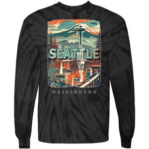 Seattle W.A.S..H.I.N.G.T.O.N Wa Emerald City Skyline Sd270 Tie-Dye Long Sleeve Shirt