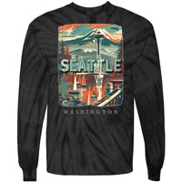 Seattle W.A.S..H.I.N.G.T.O.N Wa Emerald City Skyline Sd270 Tie-Dye Long Sleeve Shirt